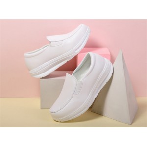 Women's shoes Spring and autumn new solid color leather upper small white shoes wedges nurse casual shoes shaking shoes women